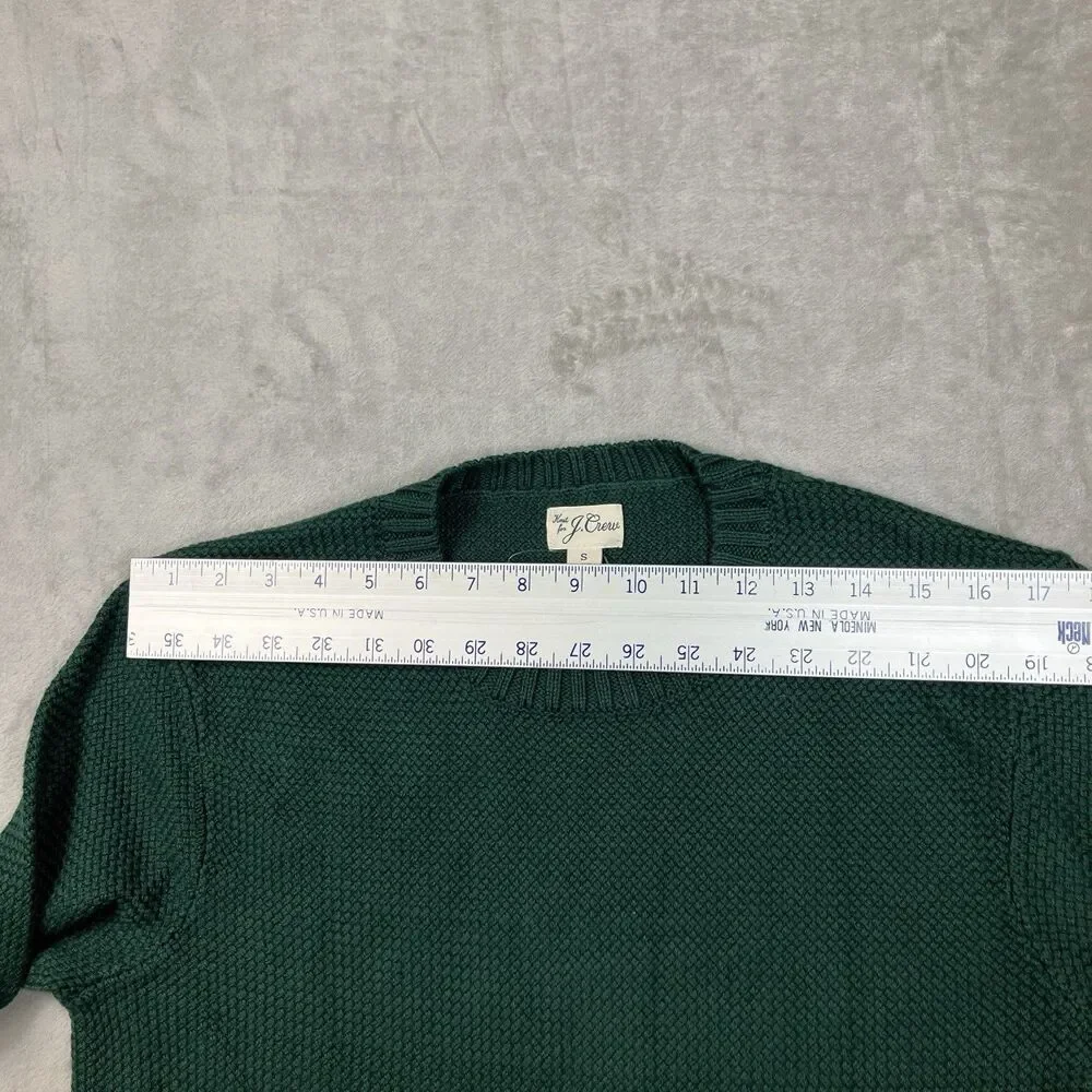 J Crew Sweater Mens S Green Crewneck Premium Basket-stitch Cotton Smart Casual